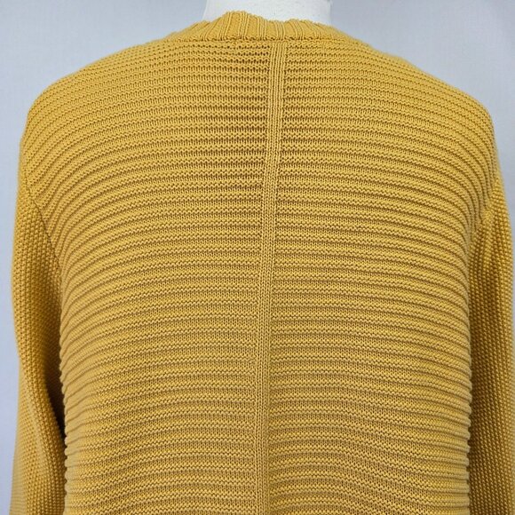 Marled Waffle Knit Open Front Cardigan Mustard Yellow Size 1X - Picture 7 of 12